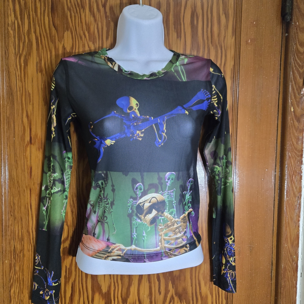 Corpse Bride Skeleton Print Long Sleeve Top